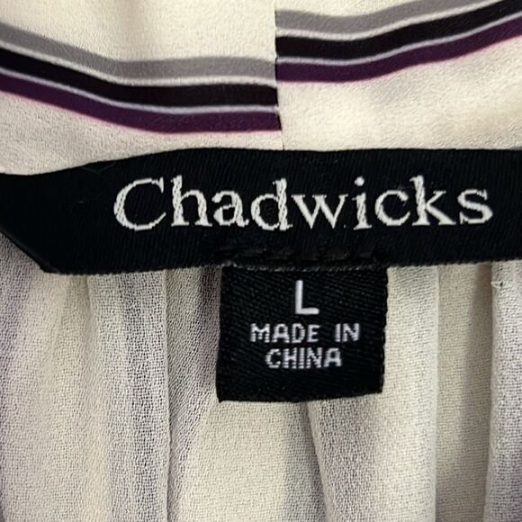 Chadwicks Blouse Striped Sleeveless Tie Neck Large - Picture 7 of 10
